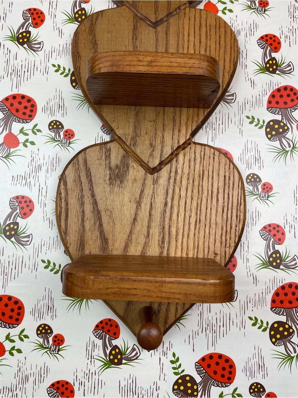 Vintage Wood 3-Tier Heart Shelf Hanging Wall Trinket Display